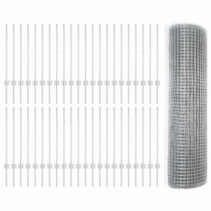 Fence with Posts Silver 0.8 x 100 m Steel
