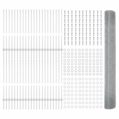 Fence with Posts Silver 1 x 100 m Steel
