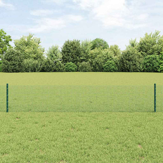 Fence with Posts Green 0.4 x 10 m Steel