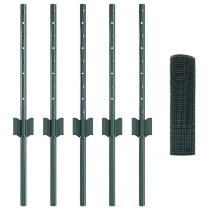 Fence with Posts Green 0.4 x 10 m Steel