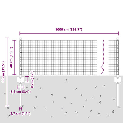 Fence with Posts Green 0.4 x 10 m Steel