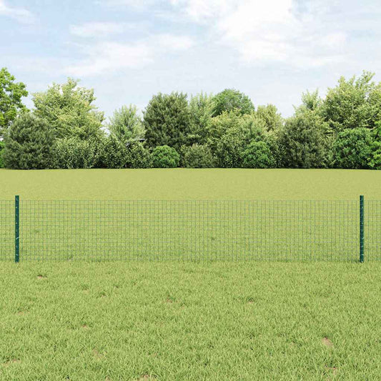 Fence with Posts Green 0.4 x 10 m Steel