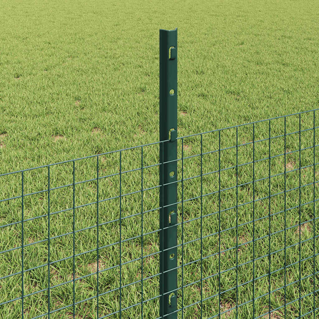 Fence with Posts Green 0.5 x 10 m Steel