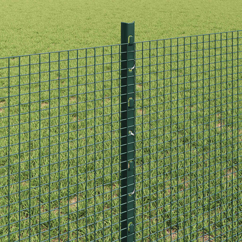 Fence with Posts Green 0.6 x 10 m Steel