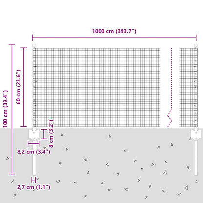 Fence with Posts Green 0.6 x 10 m Steel
