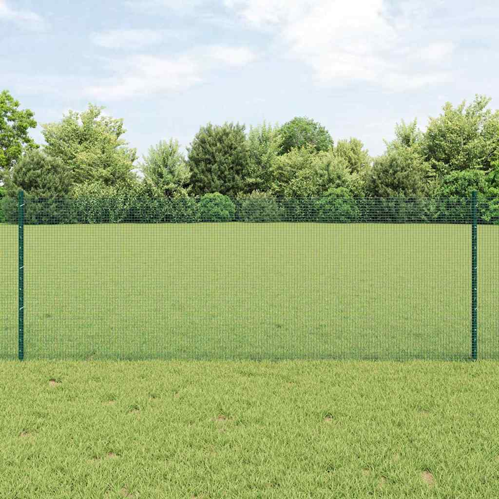 Fence with Posts Green 0.8 x 10 m Steel