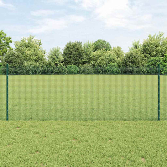 Fence with Posts Green 0.8 x 10 m Steel