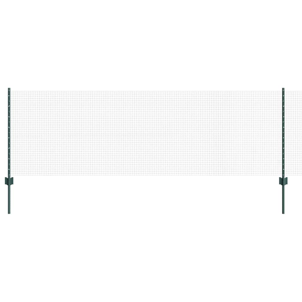Fence with Posts Green 0.8 x 10 m Steel