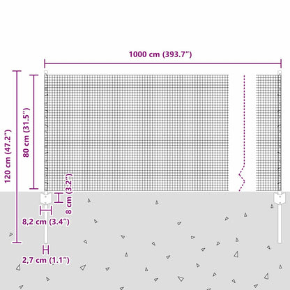 Fence with Posts Green 0.8 x 10 m Steel