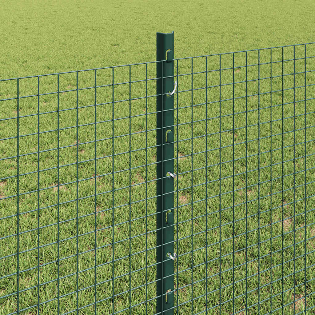 Fence with Posts Green 0.8 x 10 m Steel