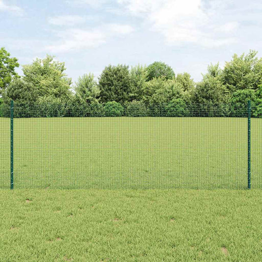 Fence with Posts Green 0.8 x 10 m Steel