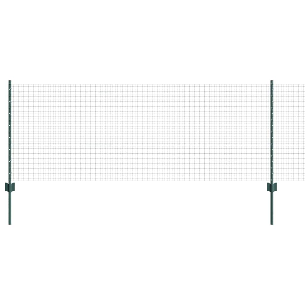 Fence with Posts Green 0.8 x 10 m Steel