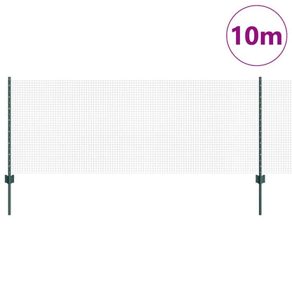 Fence with Posts Green 0.8 x 10 m Steel