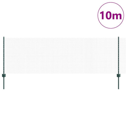 Fence with Posts Green 0.8 x 10 m Steel