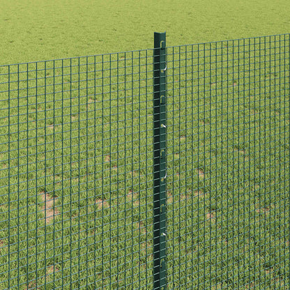 Fence with Posts Green 1 x 10 m Steel