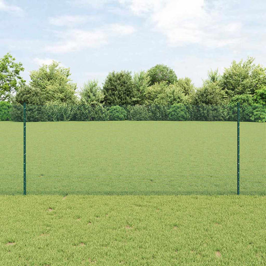 Fence with Posts Green 1 x 10 m Steel