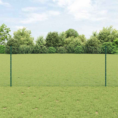 Fence with Posts Green 1 x 10 m Steel
