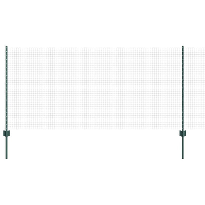 Fence with Posts Green 1 x 10 m Steel