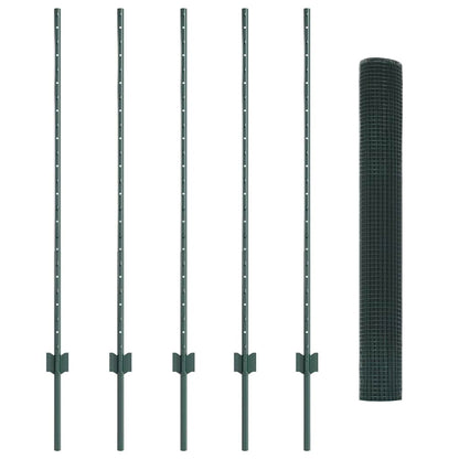 Fence with Posts Green 1.2 x 10 m Steel
