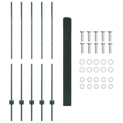 Fence with Posts Green 1.4 x 10 m Steel