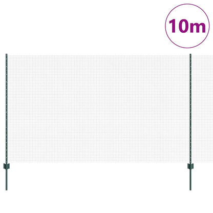 Fence with Posts Green 1.4 x 10 m Steel