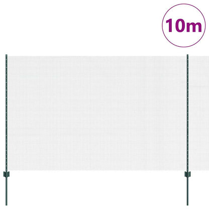Fence with Posts Green 1.6 x 10 m Steel