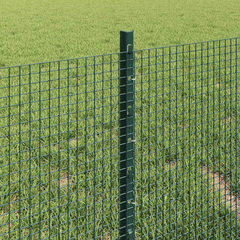 Fence with Posts Green 0.4 x 25 m Steel