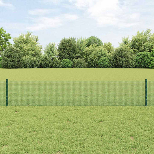 Fence with Posts Green 0.4 x 25 m Steel
