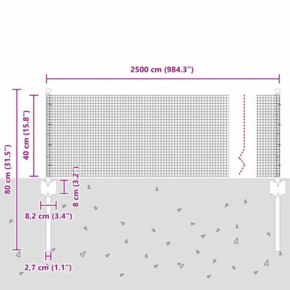Fence with Posts Green 0.4 x 25 m Steel