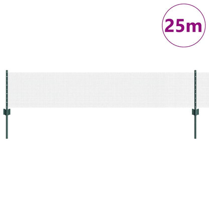 Fence with Posts Green 0.4 x 25 m Steel