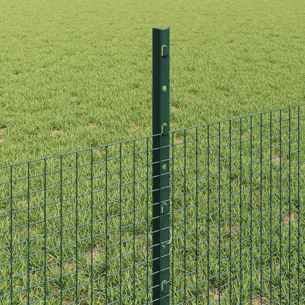 Fence with Posts Green 0.5 x 25 m Steel