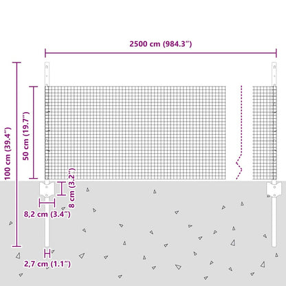 Fence with Posts Green 0.5 x 25 m Steel