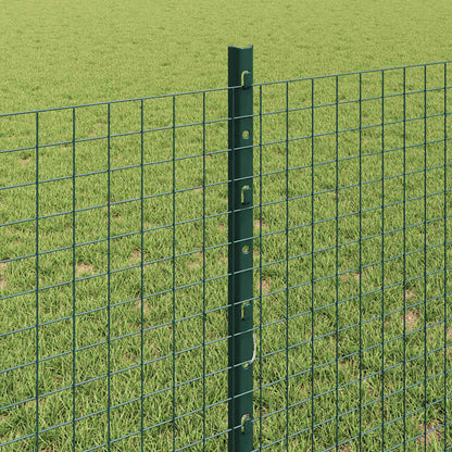 Fence with Posts Green 0.8 x 25 m Steel