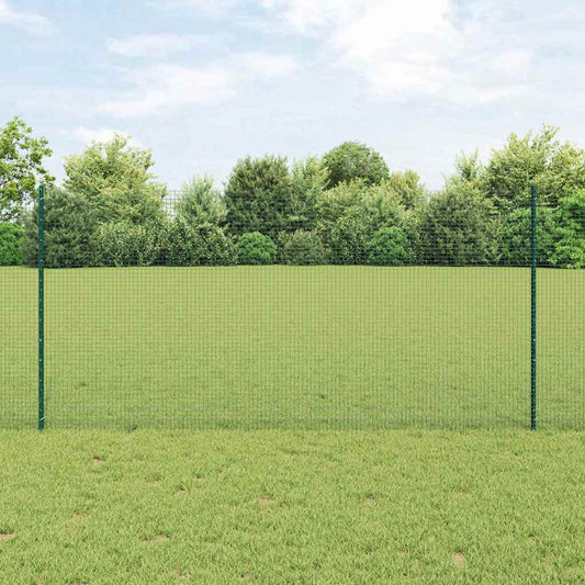 Fence with Posts Green 1.2 x 25 m Steel