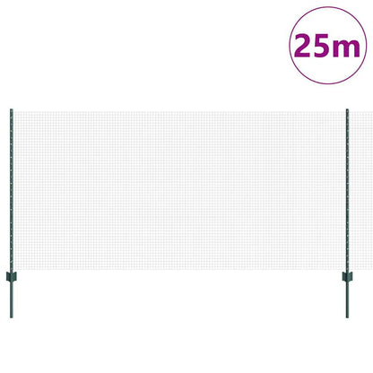 Fence with Posts Green 1.2 x 25 m Steel