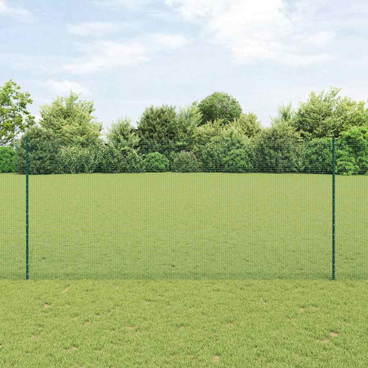 Fence with Posts Green 1.4 x 25 m Steel