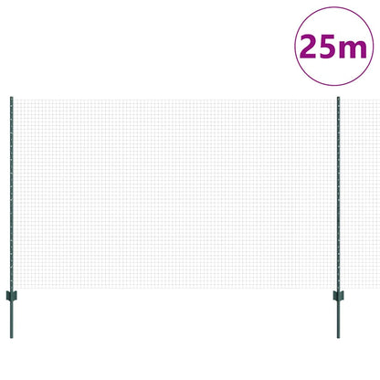 Fence with Posts Green 1.4 x 25 m Steel