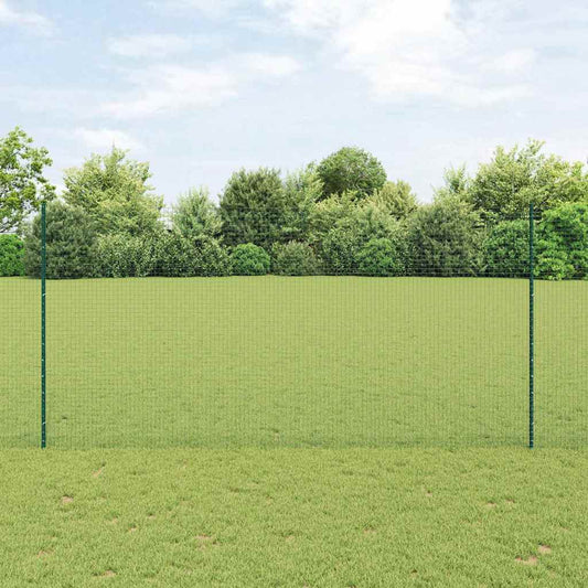 Fence with Posts Green 1.6 x 25 m Steel