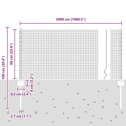 Fence with Posts Green 0.6 x 50 m Steel