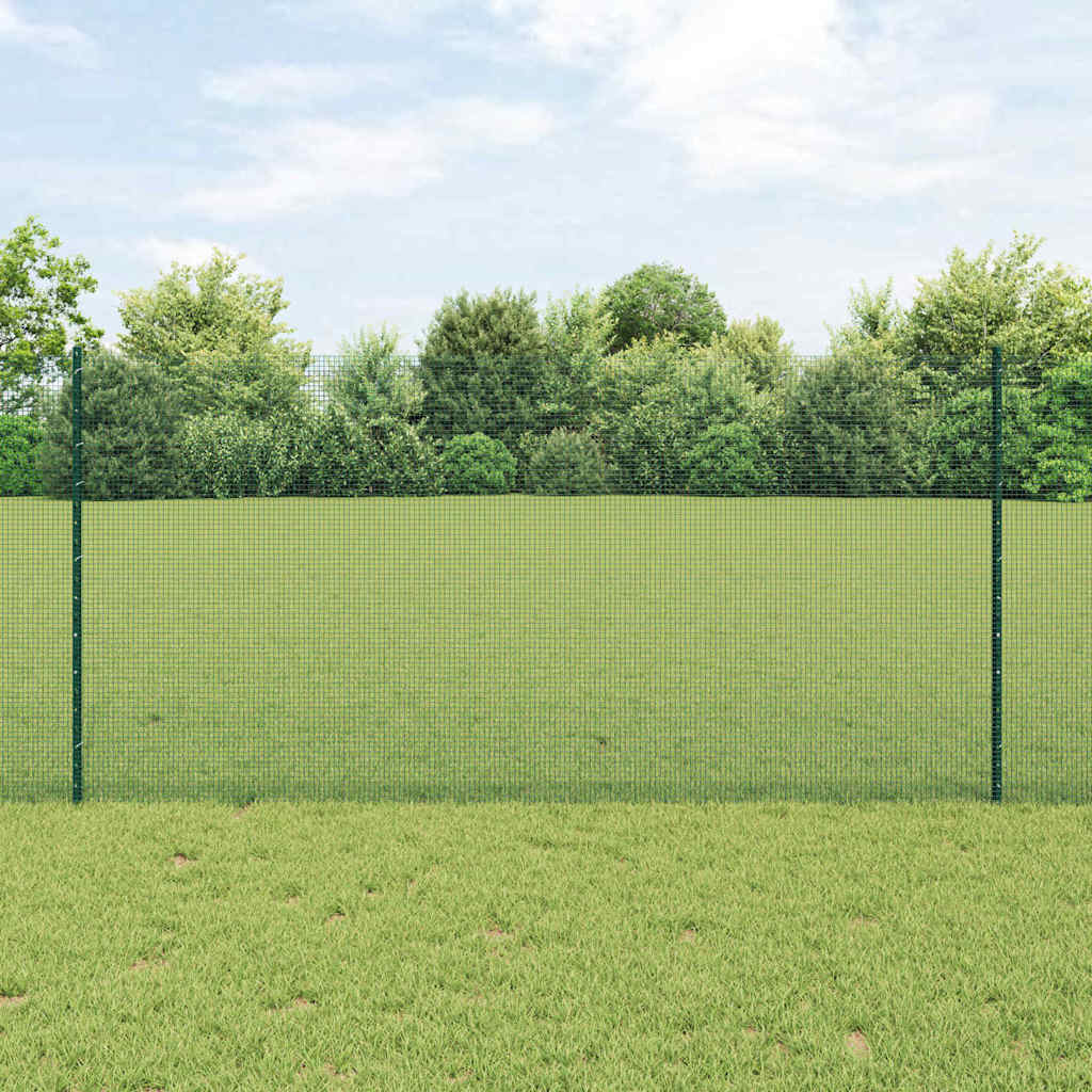 Fence with Posts Green 1.2 x 50 m Steel