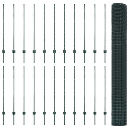 Fence with Posts Green 1.2 x 50 m Steel