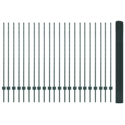 Fence with Posts Green 1.4 x 50 m Steel
