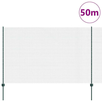 Fence with Posts Green 1.5 x 50 m Steel