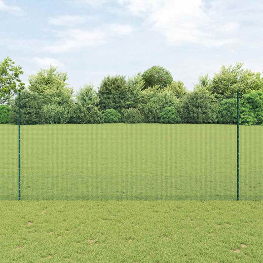 Fence with Posts Green 1.5 x 50 m Steel