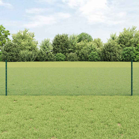 Fence with Posts Green 0.5 x 100 m Steel