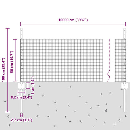 Fence with Posts Green 0.5 x 100 m Steel