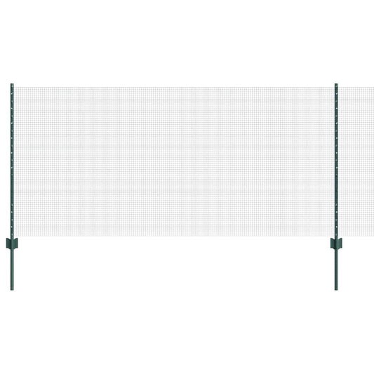 Fence with Posts Green 1 x 100 m Steel