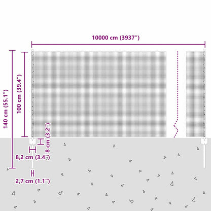 Fence with Posts Green 1 x 100 m Steel