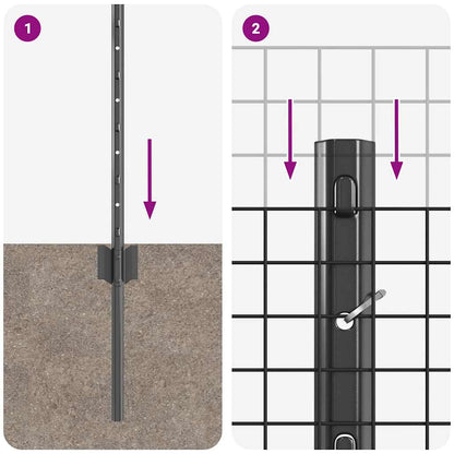 Fence and Post Grey 0.5 x 10 m Steel