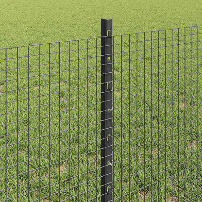 Fence with Posts Grey 0.6 x 10 m Steel